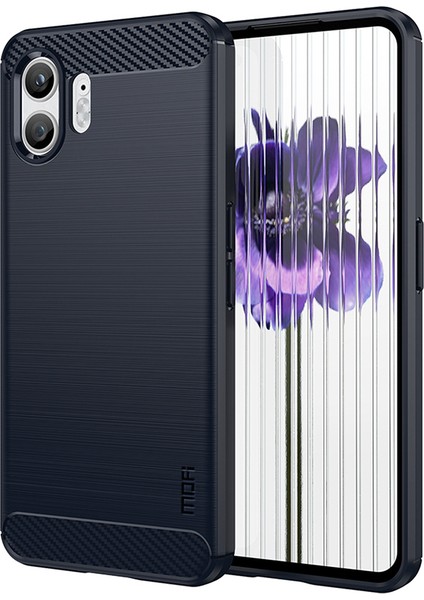 Mofı Jk Tpu Serisi-1 Nothing Phone(2)Karbon Fiber Doku Fırçalanmış Kapak Tpu Çizilmez Telefon Kılıfı-Mavi (Yurt Dışından)