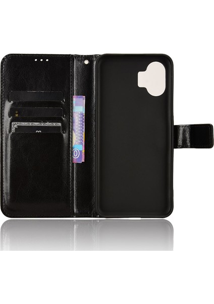 Crazy Horse Doku Cüzdan Telefon Kılıfı Nothing Phone (2), Pu Deri Standlı Telefon Kılıfı-Siyah (Yurt Dışından) indirimleri