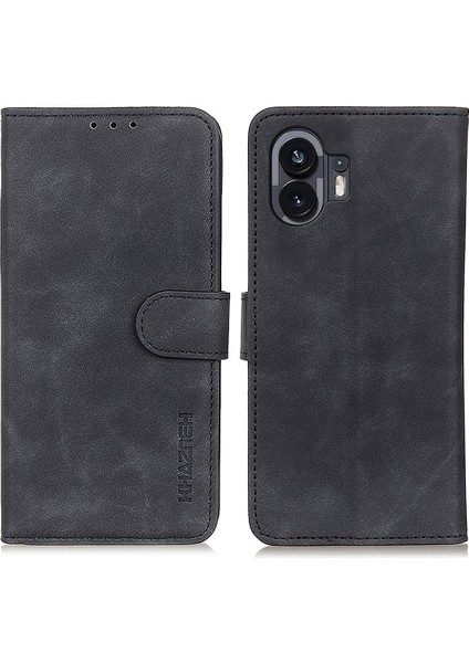 Khazneh For Nothing Telefon(2)Cüzdan Standı Telefon Kılıfı Retro Doku Deri Telefon Kılıfı-Siyah (Yurt Dışından)