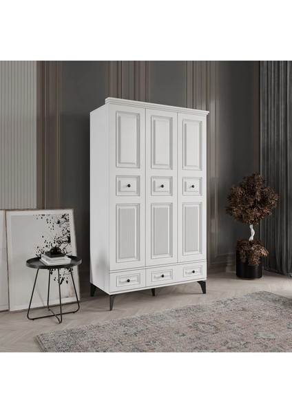Nil 3 Kapak Beyaz Gardırop