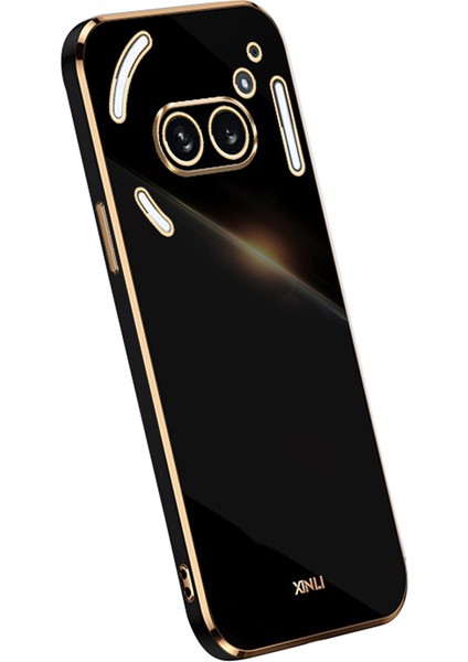 Xınlı For Nothing PHONE(2A)TPU Kılıf Galvanik Kenar Koruyucu Telefon Kılıfı-Siyah (Yurt Dışından)