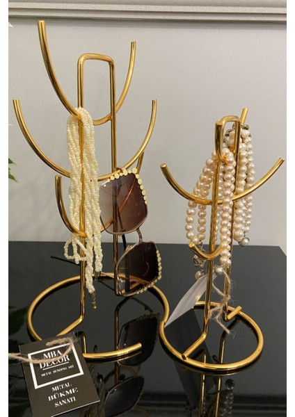 Iki Adet Gold Takı Standı, Düzenleyici ve Dekoratif, 26X21CM, Şık Tasarım