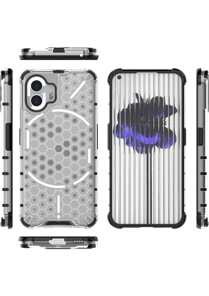 Hiçbir Şey Için Telefon(2)Petek Dokulu Telefon Kılıfı Tpu+Pc Düşmeye Dayanıklı Arka Kapak-Gri (Yurt Dışından)