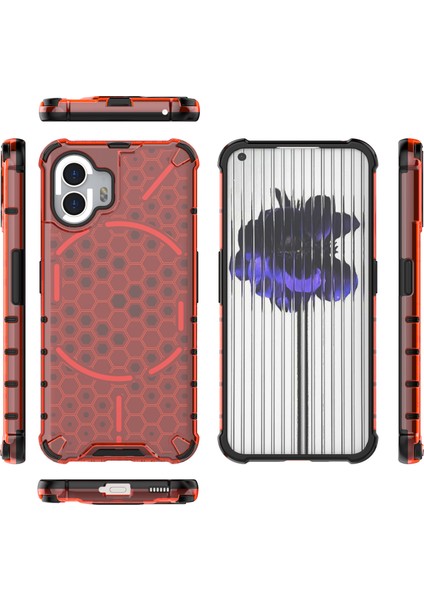 Hiçbir Şey Için Telefon(2)Petek Dokulu Telefon Kılıfı Tpu+Pc Düşmeye Dayanıklı Arka Kapak-Kırmızı (Yurt Dışından) modelleri