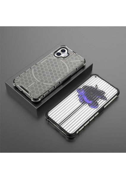 Hiçbir Şey Için Telefon(2)Petek Dokulu Telefon Kılıfı Tpu+Pc Düşmeye Dayanıklı Arka Kapak-Siyah (Yurt Dışından)