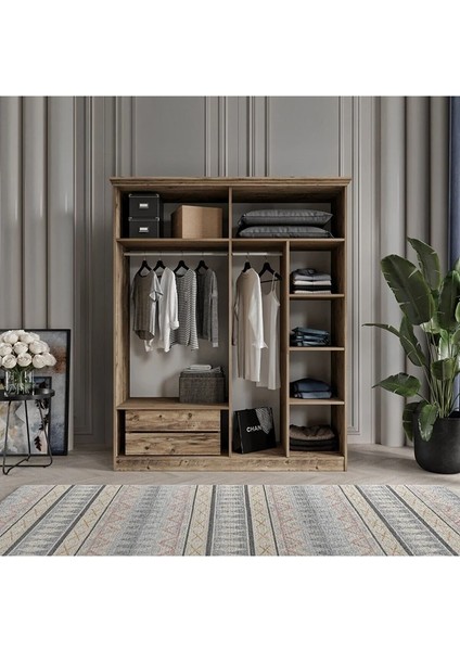 Soho 4 Kapaklı Antrasit Bazalı Gardırop modelleri