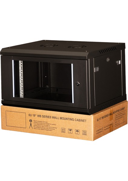 6u 19" Duvar Tipi Rack Kabinet – Genişlik: 600 mm | Derinlik: 450 mm – Siyah (Demonte)