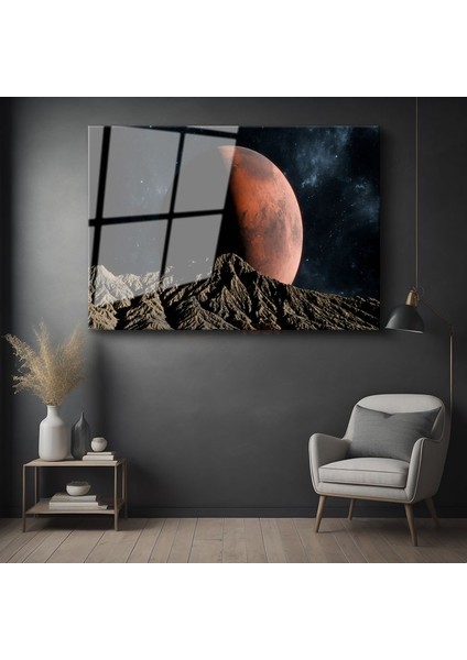 Mars Manzarası - Kızıl Gezegen Yükselişi Cam Tablo