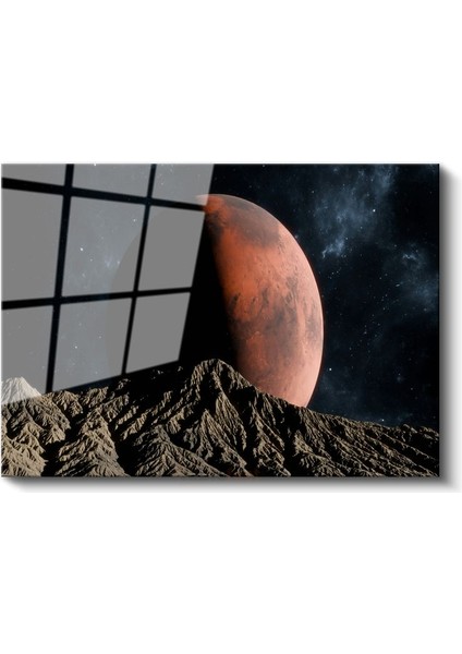 Mars Manzarası - Kızıl Gezegen Yükselişi Cam Tablo fiyatları