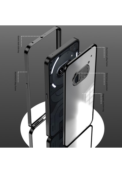 Hiçbir Şey Için Telefon (2A)KILIF Açılır Kilitli Düşmeye Karşı Alüminyum Alaşımlı + Pc Mat Telefon Kılıfı - Kararma (Yurt Dışından) modelleri