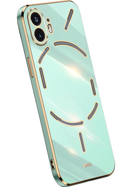 Xınlı For Nothing Phone(2)Elektrokaplama Altın Kenarlı Çizilmez Telefon Kılıfı Tpu Koruma Kılıfı-Camgöbeği (Yurt Dışından)