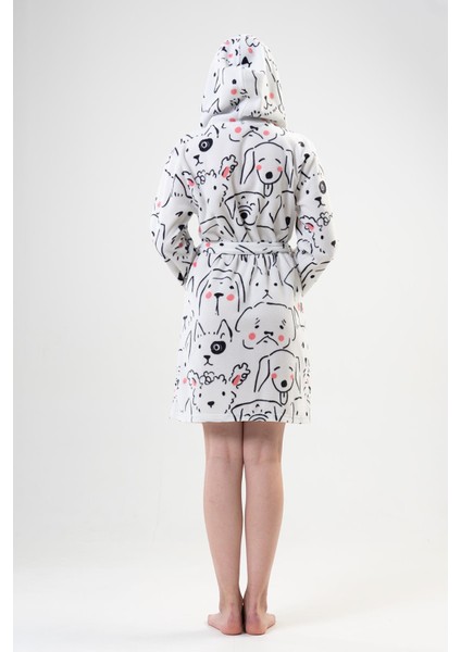 Kadın Kapüşonlu Kısa Beyaz Polar Sabahlık C1T3N0O302 indirimleri