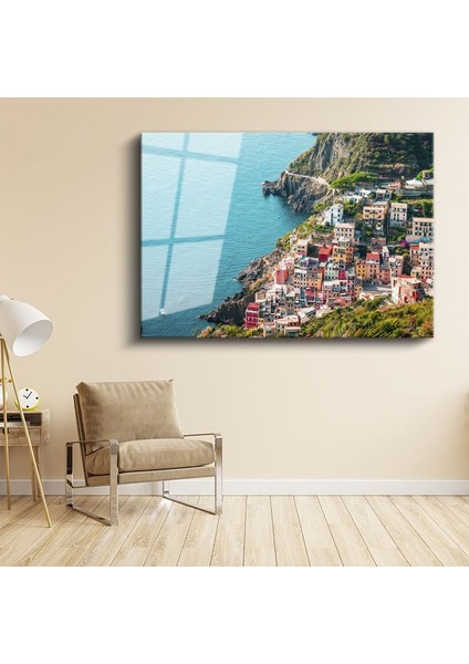 Cinque Terre - Italyan Sahil Kasabası Cam Tablo