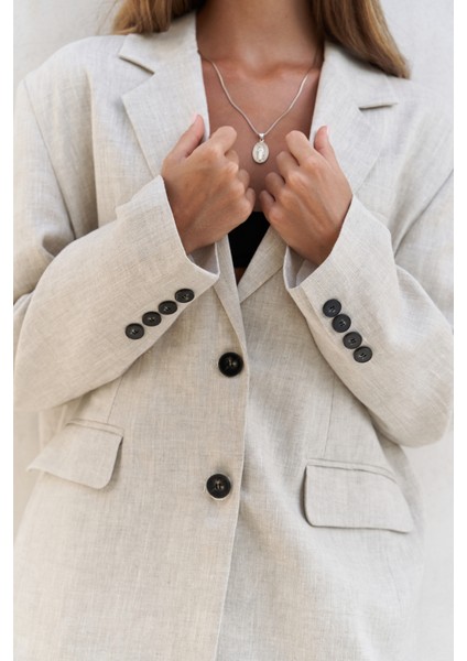 Sinai Keten Basic Naturel Blazer