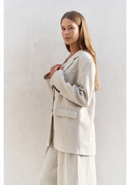 Sinai Keten Basic Naturel Blazer
