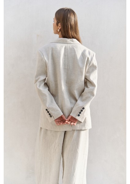 Sinai Keten Basic Naturel Blazer