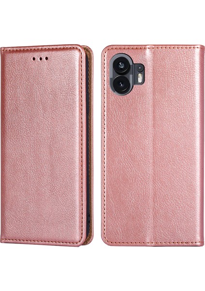 Nothing Phone Için Çizilmez Kabuk (2) Kılıf Darbeye Dayanıklı Stand Pu Deri Telefon Kılıfı Cüzdan-Gül Altını (Yurt Dışından)
