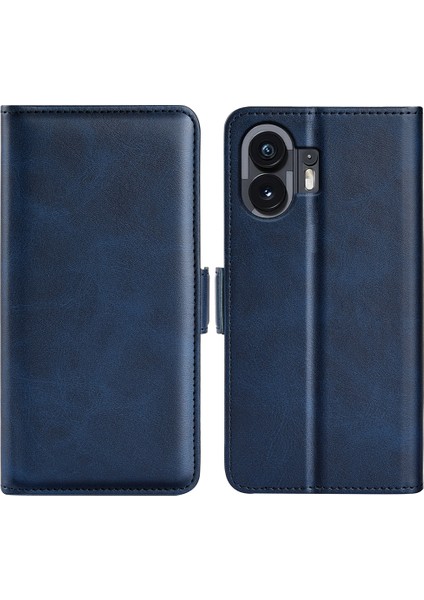 Hiçbir Şey Için Telefon(2)Darbeye Dayanıklı Dana Dokulu Telefon Standı Kılıf Cüzdan Pu Deri Cep Telefonu Kılıfı-Mavi (Yurt Dışından)