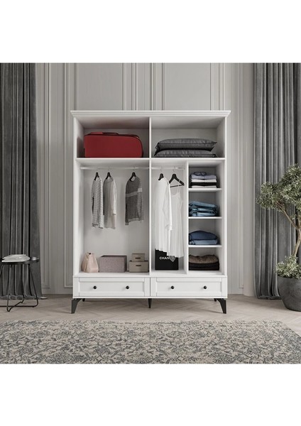 Toprak 4 Kapaklı Beyaz Gardırop Tamamı Mdf modelleri