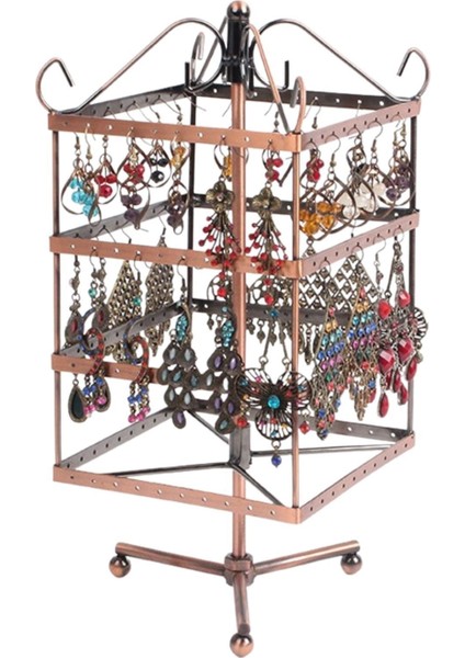 Dönen Orta Boy Kare Küpe Organizatörü, Bronz, 35X20 Cm, Şık ve Kullanışlı Tasarım