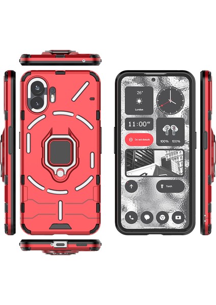 Hiçbir Şey Için Telefon (2) Sert Pc + Yumuşak Tpu Telefon Arka Kapağı Döndürülebilir Halka Tutucu Ayaklı Telefon Kılıfı-Kırmızı (Yurt Dışından) indirimleri