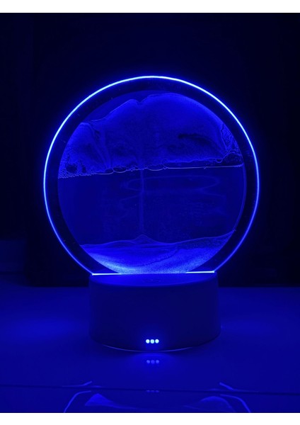 Döndürülebilir Işıklı Hareketli Kum Saati, Masa Lambası, Rgb LED Işıklı Kum Sanatı, Mor modelleri
