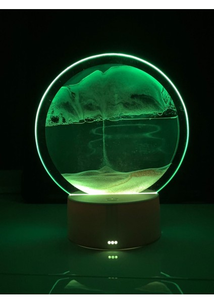 Döndürülebilir Işıklı Hareketli Kum Saati, Masa Lambası, Rgb LED Işıklı Kum Sanatı, Mor fırsatları