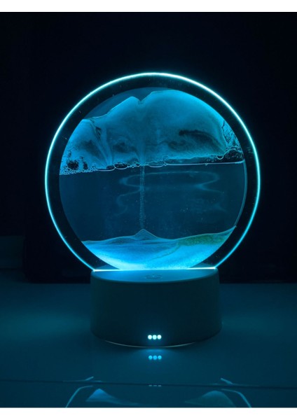 Döndürülebilir Işıklı Hareketli Kum Saati, Masa Lambası, Rgb LED Işıklı Kum Sanatı, Mor indirimleri