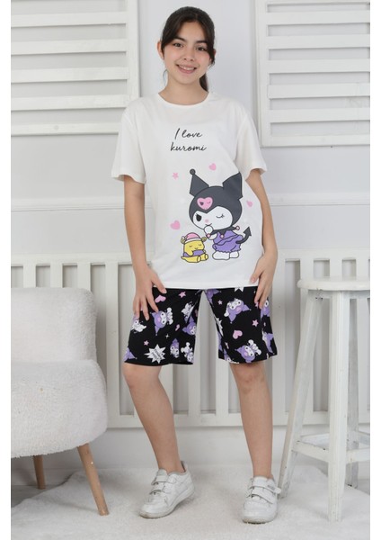 I Love Kuromi Baskılı Kısa Kollu Şort Pijama Takımı modelleri