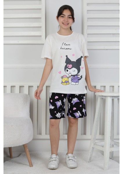 I Love Kuromi Baskılı Kısa Kollu Şort Pijama Takımı indirimleri