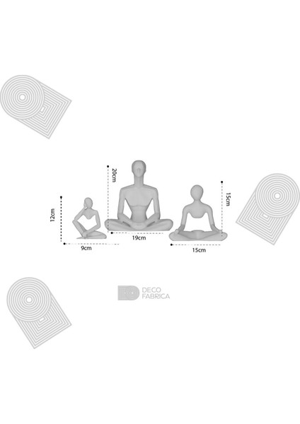 Beyaz Üçlü Yoga Heykeli, Şık ve Zarif Dekoratif Heykel Seti fiyatları