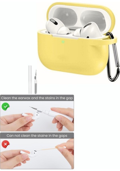apple Airpods Pro/pro2 Kılıf Kapak Temizleme Kalemi ile Tam Koruyucu Silikon Kılıf , Ön LED Görünür