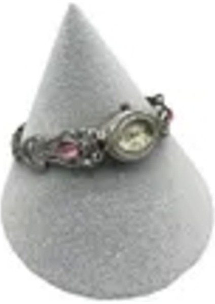 Gri Süet Kumaş Huni Model Bileklik ve Saat Sergileme Standı 8/8 cm