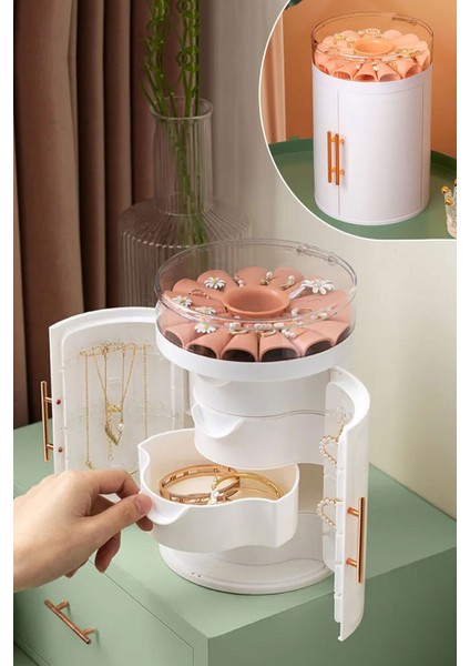 Beyaz Çekmeceli Takı Düzenleyici, Yüzük, Kolye ve Bilezik Saklama Kutusu