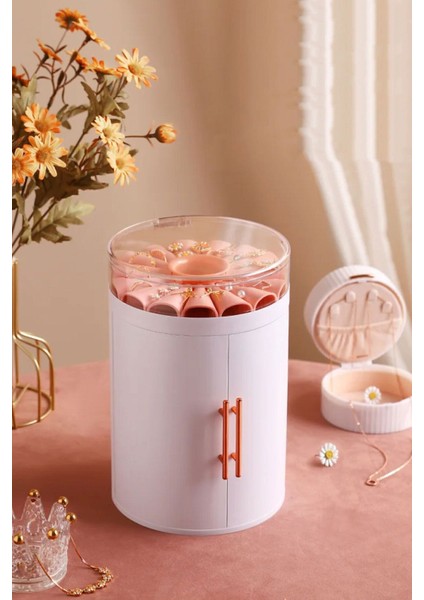 Beyaz Çekmeceli Takı Düzenleyici, Yüzük, Kolye ve Bilezik Saklama Kutusu