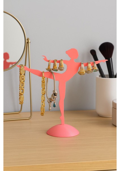 Pembe Balerin Tasarımlı Takı Düzenleyici, Yüzük, Küpe, Kolye Askılığı