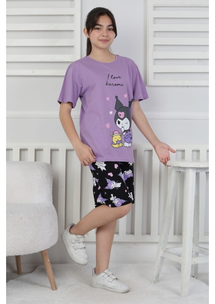 I Love Kuromi Baskılı Kısa Kollu Şort Pijama Takımı modelleri