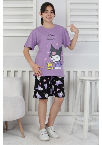 I Love Kuromi Baskılı Kısa Kollu Şort Pijama Takımı indirimleri