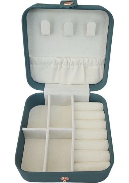 Yeşil Mini Deri Takı ve Mücevher Çantası 10x10 cm