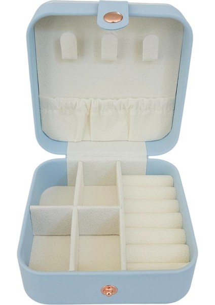 Mini Deri Takı ve Seyahat Kutusu, 10X10 Cm, Bebek Mavisi, Şık ve Kullanışlı indirimleri