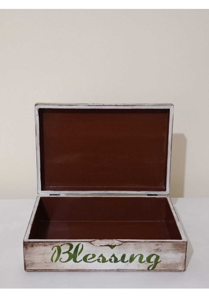 Vintage Ahşap Takı ve Aksesuar Kutusu, Şık ve Dekoratif, 22,5X16,5X7 cm
