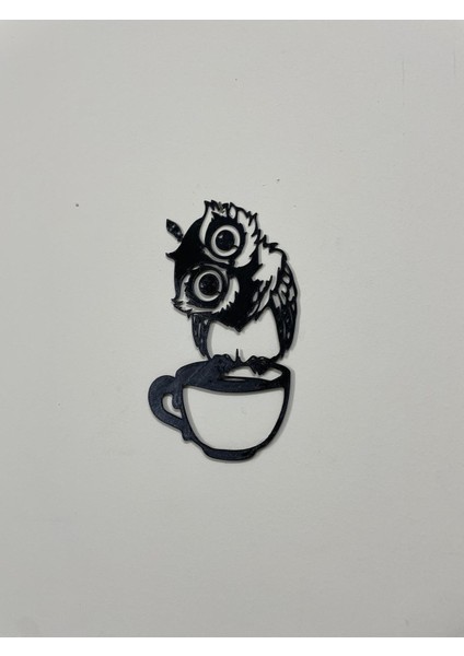 Coffee Yazılı Baykuş Figürlü Duvar Dekoru – 3D Baskı Mutfak Süsü