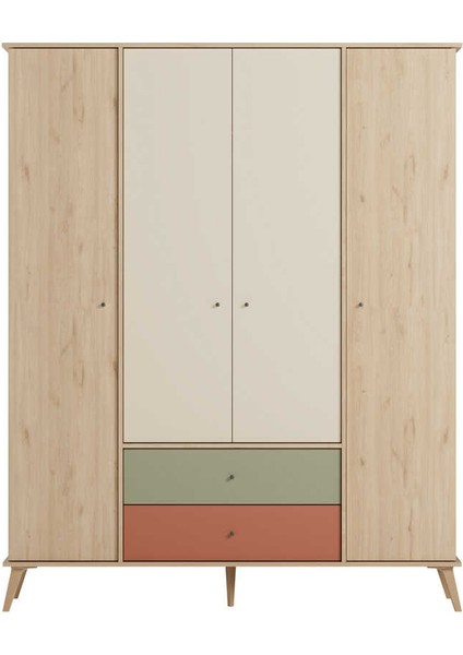 Terra 4 Kapaklı 2 Çekmeceli Gardırop - Florida Meşe/karışık Renk 162X204X54 cm modelleri