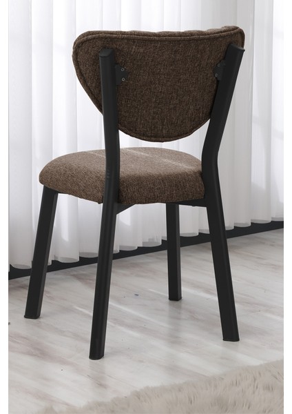 Elma Modeli Kare Mutfak Masa Sandalye Takımı, 4 Sandalye 1 Sabit Beyaz Masa 70X70 Cm, Keten Kumaş