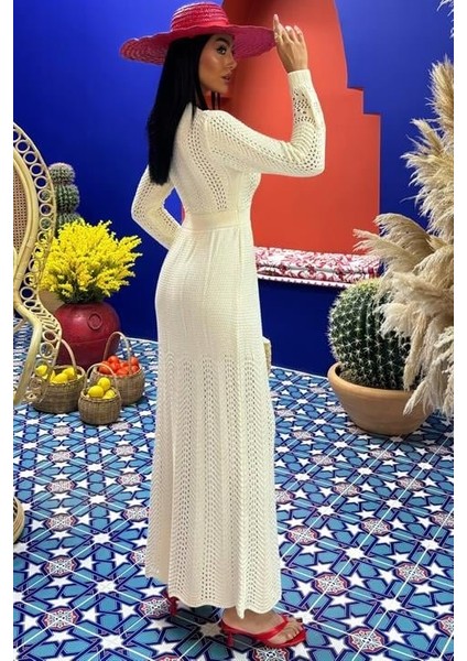 Derin Yaka Triko Elbise 2856