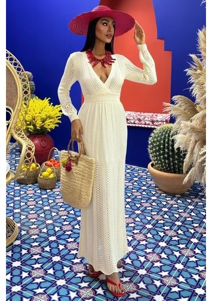 Derin Yaka Triko Elbise 2856 fiyatları