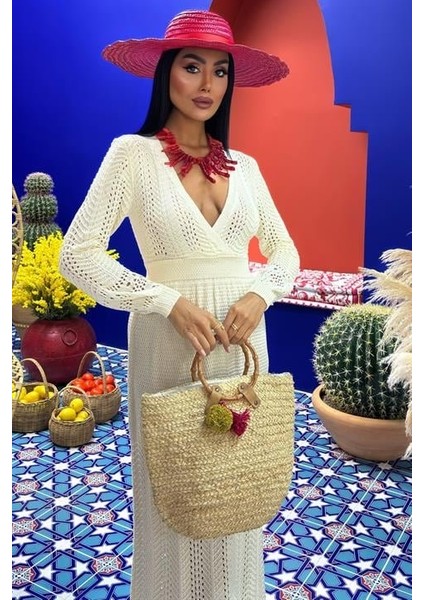 Derin Yaka Triko Elbise 2856 indirimleri