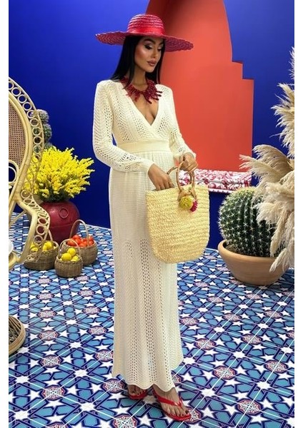 Derin Yaka Triko Elbise 2856