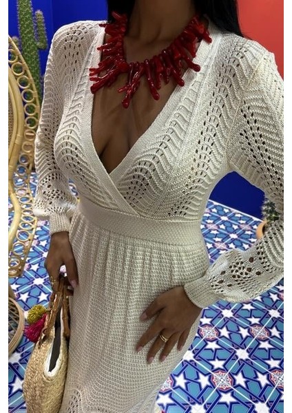 Derin Yaka Triko Elbise 2856