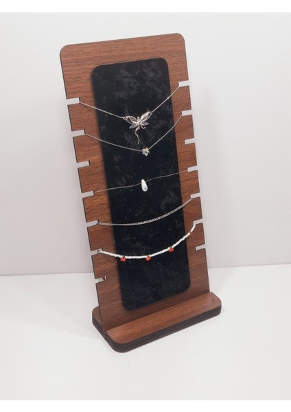 Ahşap Kahverengi Kolye Standı, Zarif ve Doğal Tasarım, Şık Aksesuar Sergileme.